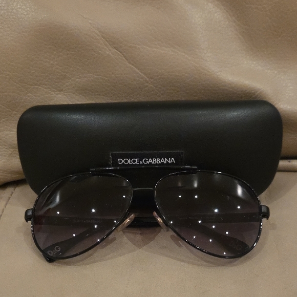Dolce & Gabbana Dark Gray Aviator Sunglasses - Picture 1 of 3